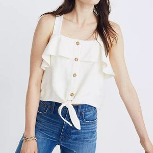 Madewell Ruffled Button up tank top with front tie